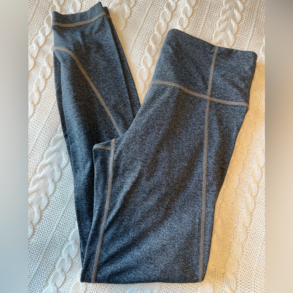 Athleta Leggings Grey with Brown Stiching Size Small Tall